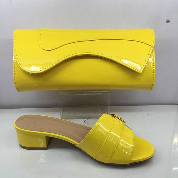

dress shoes pretty yellow and bag set medium heel african women's slipper with handbag gy47 height 4cm, Black