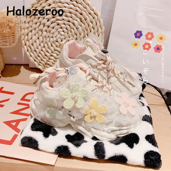 

athletic & outdoor autumn kids sport sneakers baby boys brand flower shoes children bling girls mesh chunky trainers, Black