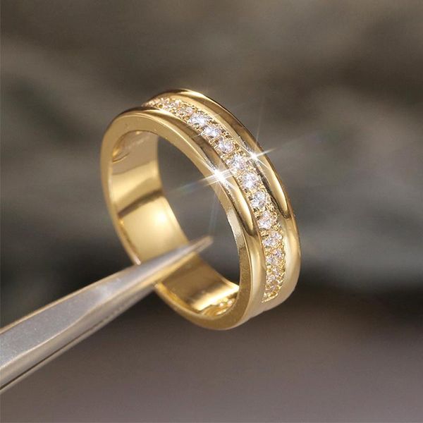 

cluster rings exquisite crystal zircon geometric finger elegant women's wedding gold silver color ring fashion anniversary jewelry gift, Golden;silver