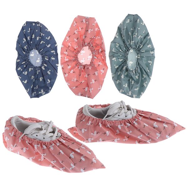 

1pair new reusable elastic shoe cover home indoor antiskid overshoes student machine room bird dust proof feet covers sports shoes, White;pink