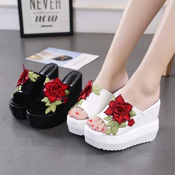

slippers shoes women sandals women's high heels summer heel sandalias mujer, Black