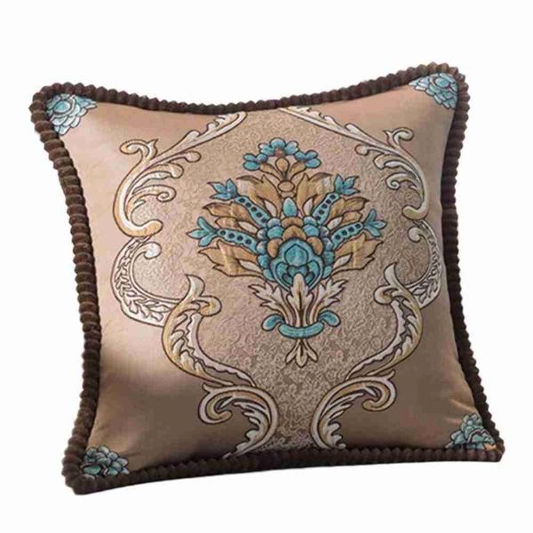 

pillow case 48*48cm european style embroidered pillowcase washable hidden zipper sofa living room car decorative lumbar support cushion