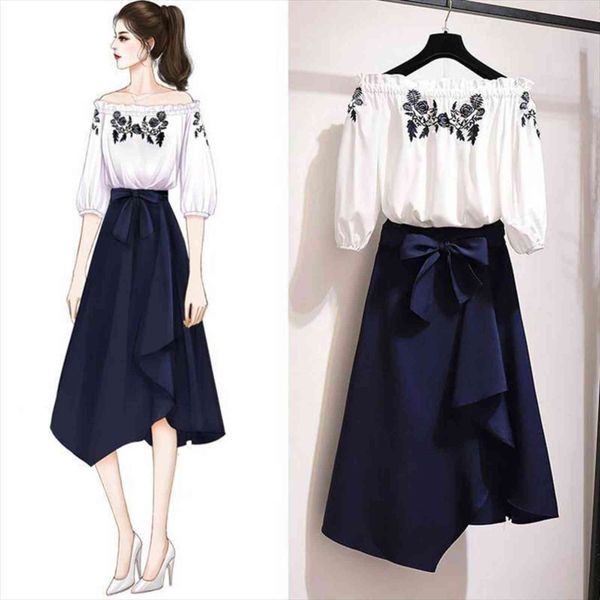 

summer fashion tracksuit elegant women tracksuits short sleeve blouse skirt sets girls cute vintage slim two piece set f139, Gray