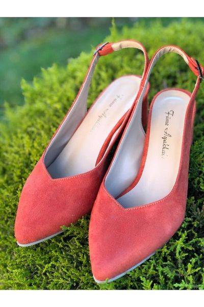 

dress shoes women's orange suede open back 4-5 cm high-heeled, Black