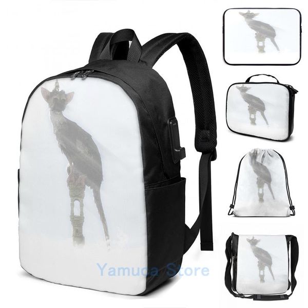 

backpack funny graphic print cute trico the last guardian usb charge men school bags women bag travel laptop