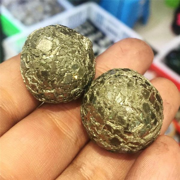 

decorative objects & figurines 2pcs of rare natural pyrite ball mineral specimens crystal rocks original clusters