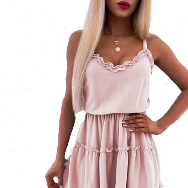 

selling women tracksuits summer solid color sleeveless sling v neck dress, Gray