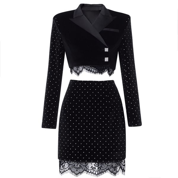 

women 2 piece set bodycon mini skirt suits party clubwear ladies clothes s autumn winter two s 210515, White