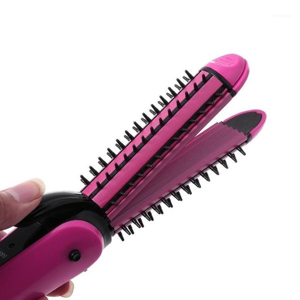 

3 in 1 hair straightener brush electric comb curling iron ceramic styling beauty tools personal appliance1, Black