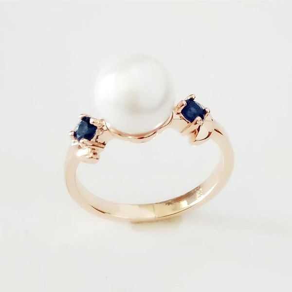 

wedding rings trendy gold ring women fashion 585 color jewelry round pearl, Slivery;golden