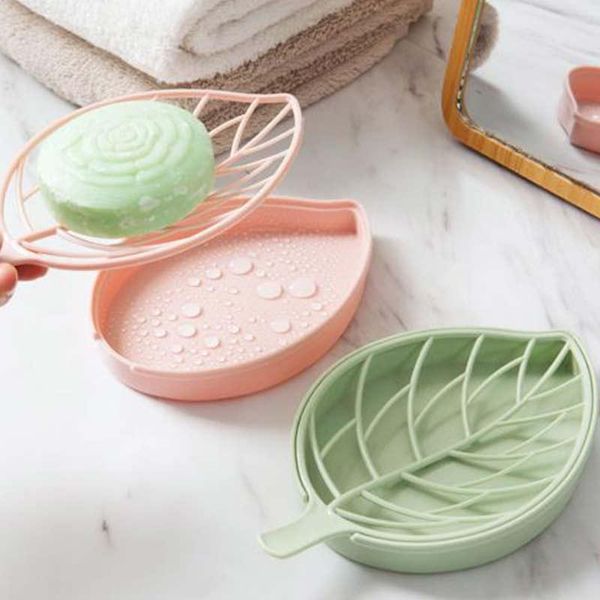 

soap dishes leaf shape holder non slip stand case box toilet shower tray draining rack bathroom gadgets dish