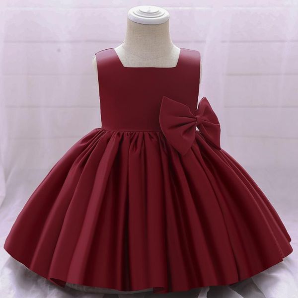 

girl's dresses bow baby girl winter clothes infant kids baptism gown 1st birthday party for toddler children christmas costume vestidos, Red;yellow