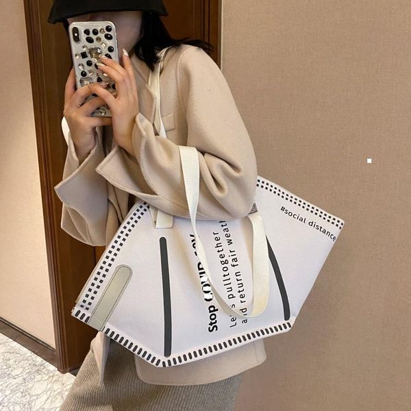 

storage bags 2021 canvas women's shoulder masks shape tote ladies reflective strip handbag large capacity girls shopper bag home