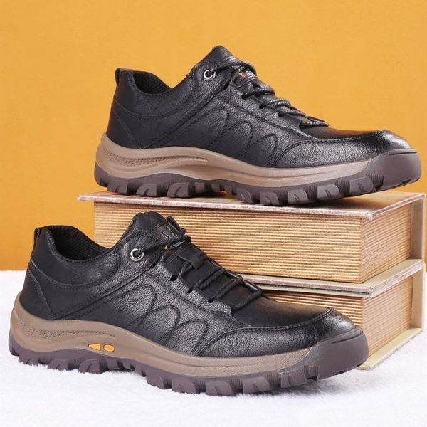 

men's shoes casual loafers leather shoes boat shoes comfortable and breathable 002, Black