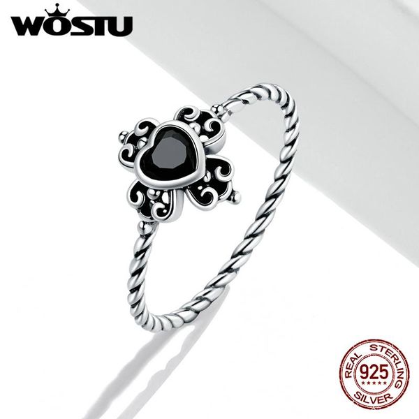

cluster rings wostu geometric finger ring 925 sterling silver heart of spades shining zircon women elegant jewelry fir746, Golden;silver