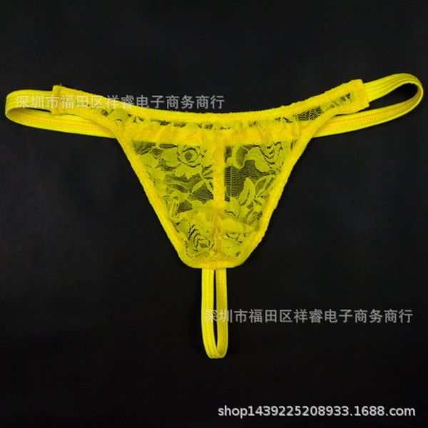 

transparent lace men's fun underwear perspective thin belt buttocks exposed u convex one piece tight t-shaped pants jj, Black;white