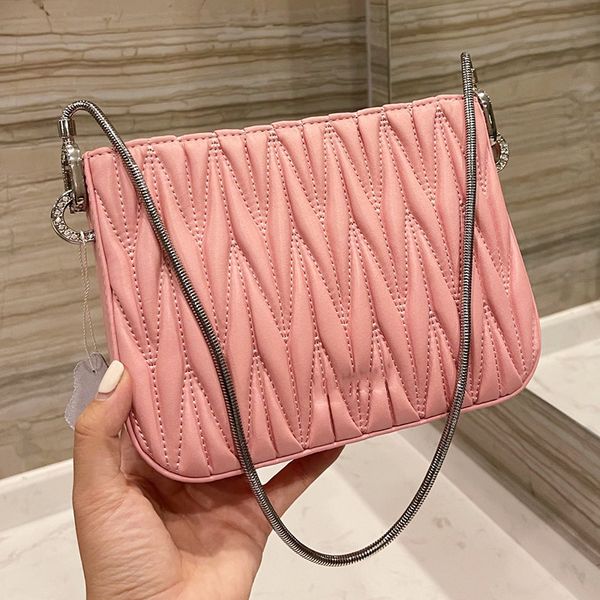 

designer women lambskin luxurys designers bags thread pleated spring chain handbags leather handbag crossbody bag