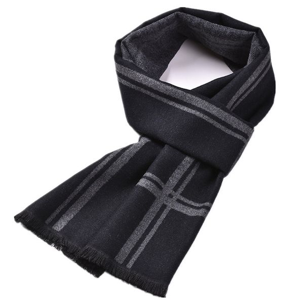 

winter warm imitation cashmere men's young people's plaid busins scarf, Blue;gray