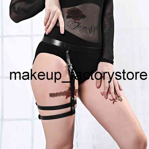 Massage Sex Neue Punk Frauen Körper Bondage PU Leder Harness Bein Strap Fetisch Fantasy Straps Gürtel Einstellbar Karneval Party paar Spiele