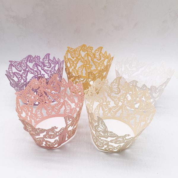 

wedding decorations 50pcs laser cut butterfly cupcake wrapper muffin paper cup cake wedding gift box birthday party wedding decor