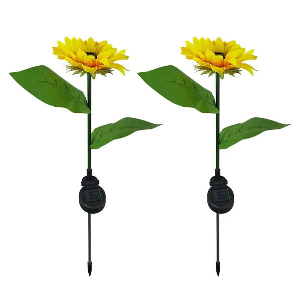 2 Pcs Girasole Esterna di Energia Solare HA CONDOTTO LA Luce Del Fiore Impermeabile Crisantemo Palo Lampada Casa Giardino Cortile Prato Percorso Decor