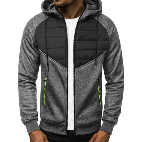 

men's jackets men hooded patchwork jacket autumn winter long sleeve zipper closure windproof coat slim fits skin-friendly outerwear str, Black;brown