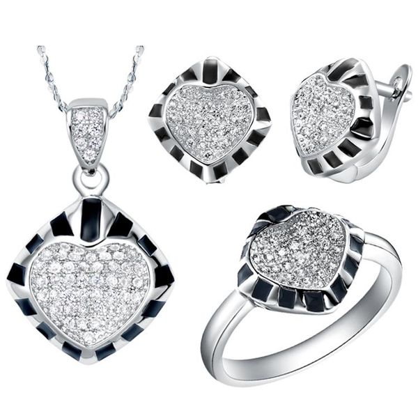 

wedding jewelry sets siler plating,wedding sets,inlaid sparkling crystal necklace/ring/earrings,classic retro style, Slivery;golden