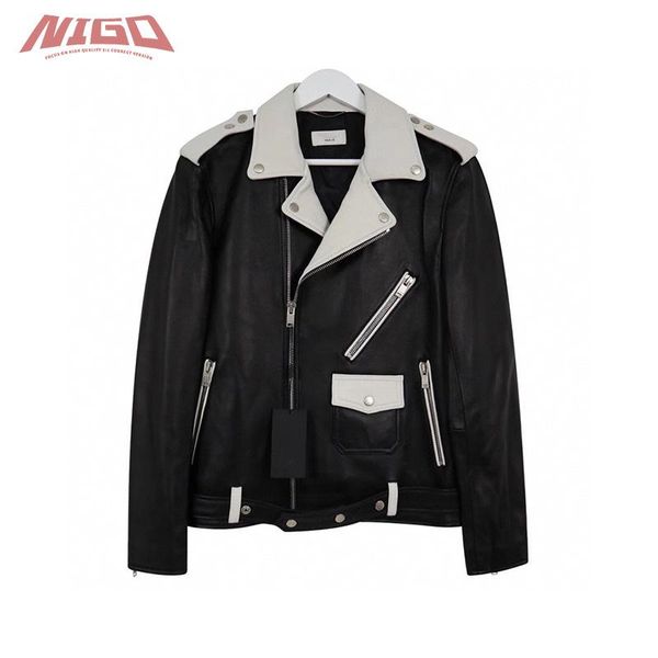 

20fw motorcycle leather jacket coat code@sp2 men's vests, Black;white