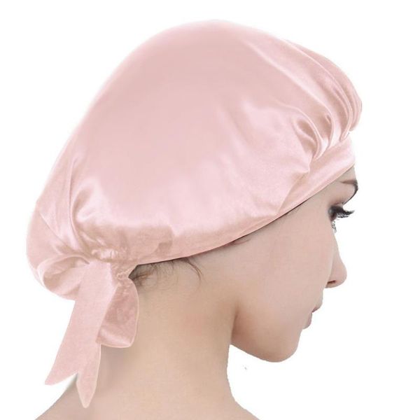 

mulberry silk nightcap sleeping cap pure hair wrap adjustable elastic band beanie prevent messy bathroom supply shower caps