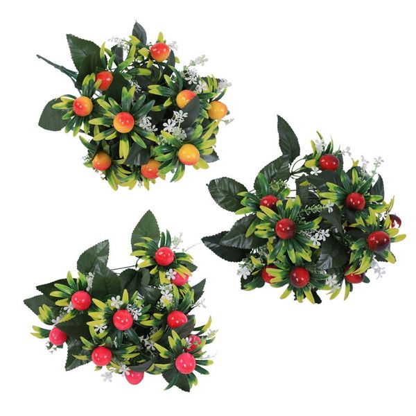 

decorative flowers & wreaths plant branch bouquet artificial flower berries cherry 12 heads fake cherries for plastic wedding home decoratio