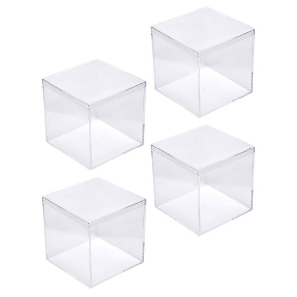 

gift wrap 4pcs square packing boxes clear box party favors for candy cake