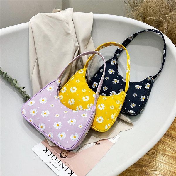 

evening bags classic texture fashion flower daisy women handbag portable creative design chic nylon underarm shoulder tote baguette