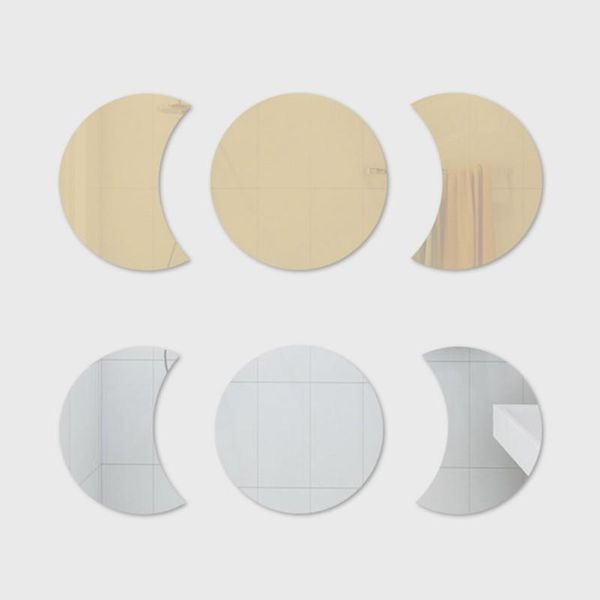 

mirrors 3 pieces acrylic moon phases mirror set crescent wall art decor for home nursery bedroom