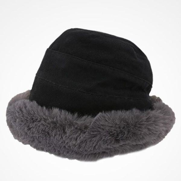 

wide brim hats siloqin 2021 winter women's thermal plush cotton caps thick plus velvet warm bucket elegant retro fashion female, Blue;gray