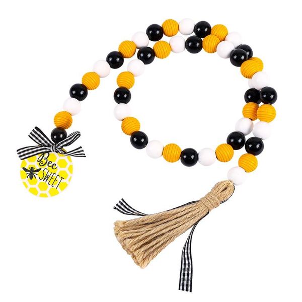 

decorative objects & figurines 2pcs/set summer wood bead bee rustic garland with tassels party decor home farmhouse decors tiered tray shelf