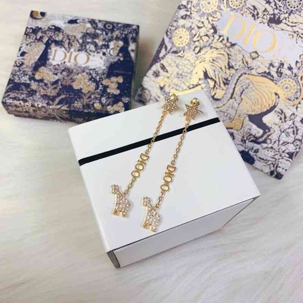 

75% off outlet online xing long tassel giraffe earrings high version simple fashion earrings net red same, Golden