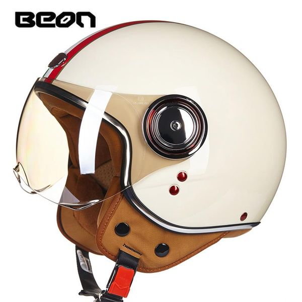 

motorcycle helmets beon vintage half retro cascos open face bike helmet with sun visor cafe racer capacetes para moto chopper