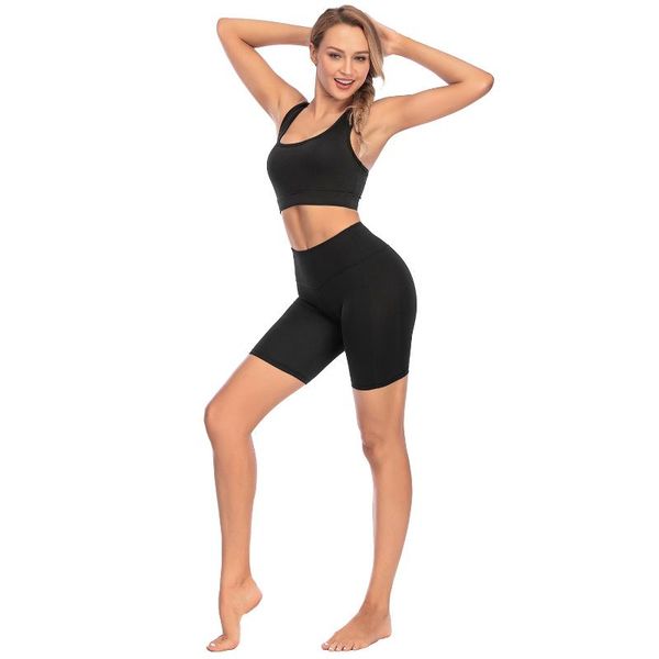 

vest sport suits 2pcs yoga set sports bra high waist fitness gym shorts running sportswear workout clothes clothing, White;black