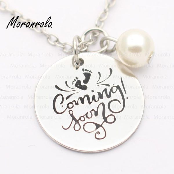 

pendant necklaces arrive "coming soon"necklace &keychain charm gift for mom adoption mother's jewelry expecting, Silver