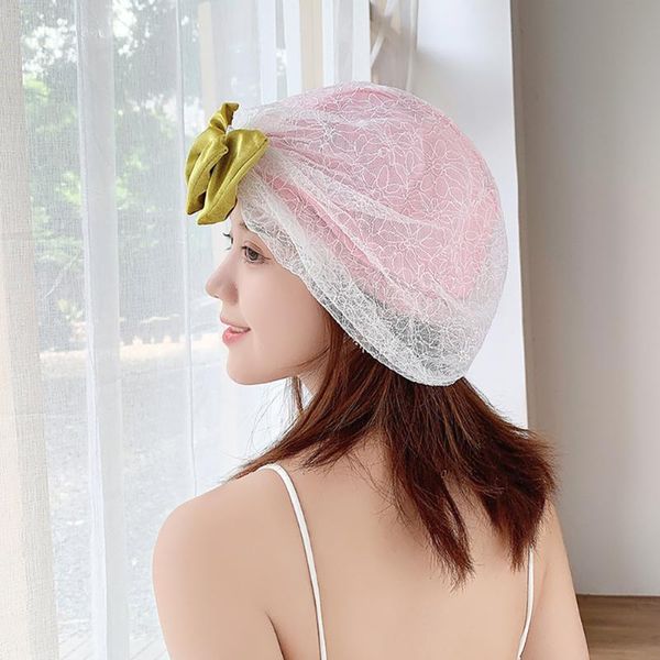 

swimming caps women comfortable size lace pattern protective long hair cap summer portable high elasticity hat fashion pool