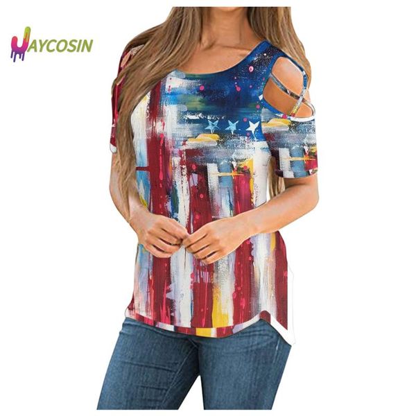 

women gradient t shirt casual loose plus size summer short sleeve strappy cold shoulder t-shirt camisetas mujer 2021 women's, White