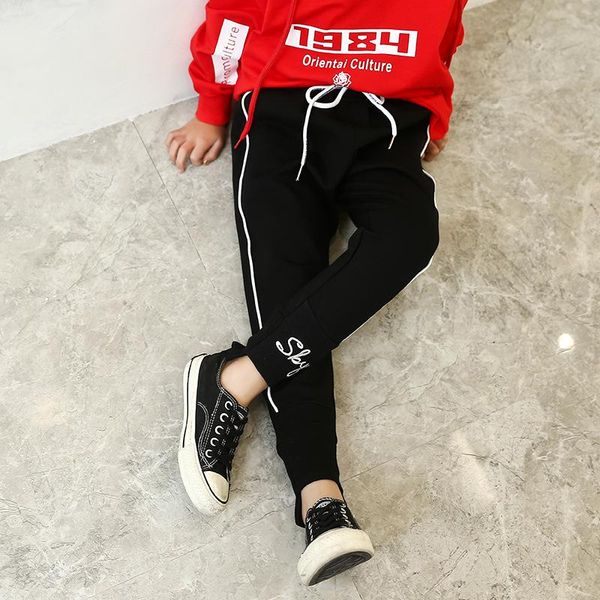 

sports letter pants girls running athletic training sportswear kids elasticity jogging gym trousers autumn workout fitness, Blue