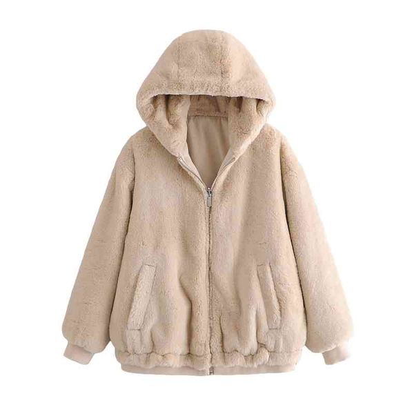 

casual woman oversized both side wear faux fur coat fashion ladie winter thick outerwear female chic warm loose jacket 210515, Black