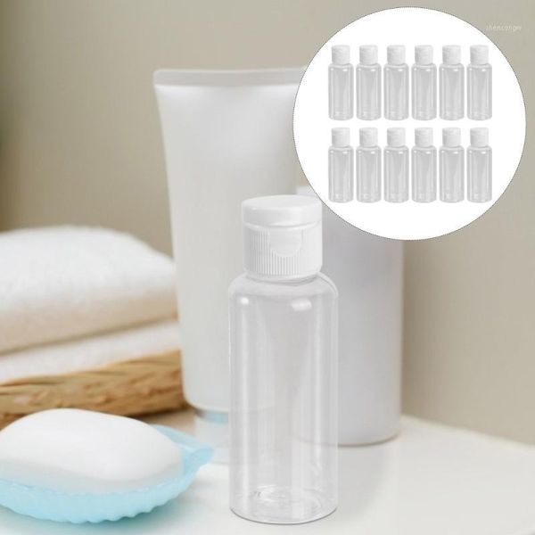 

storage bottles & jars 12pcs 50ml empty sample bottle container jar pot vial with lid perfect for emollient water shower emulsion (caps