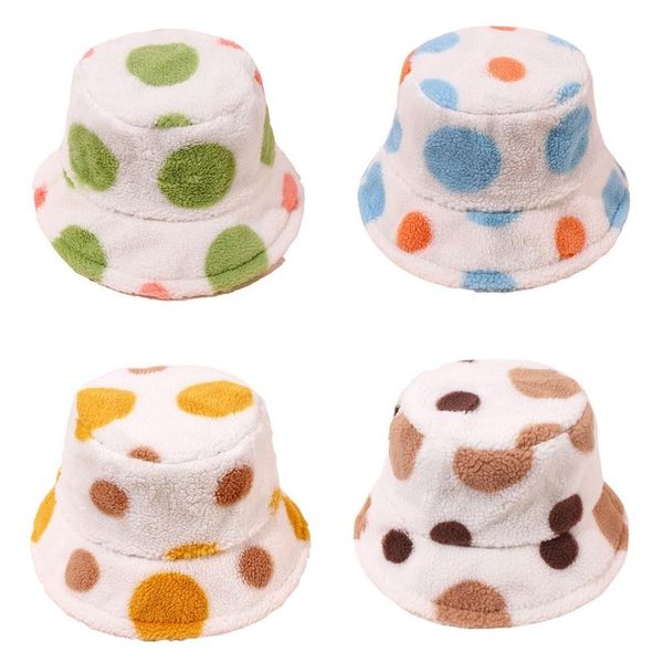 

wide brim hats lamb wool fisherman hat casual plush basin warm cap korean version outdoor autumn winter for teenagers couples, Blue;gray