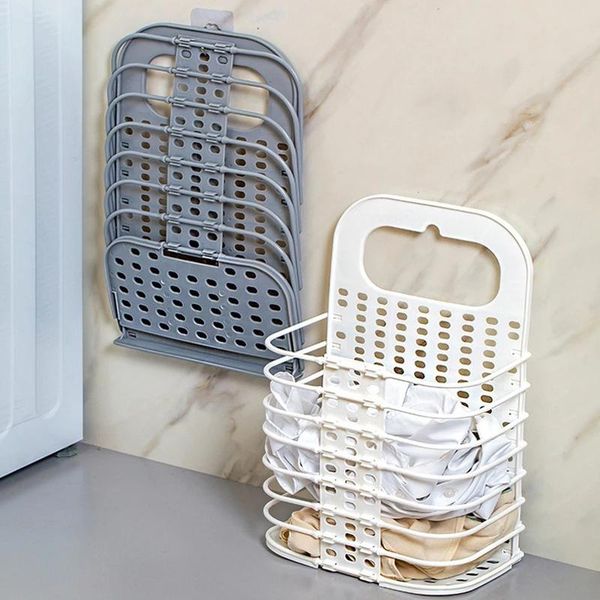 

laundry storage & organization hole wall hanging foldable organizer dirty clothes basket rack toy