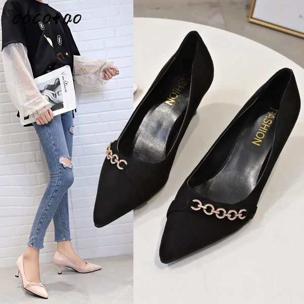 

dress shoes high-heeled women with 2021 spring and autumn korean version of the wild small fresh pointed cat professional, Black