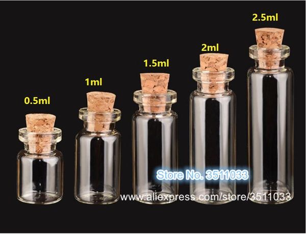 

empty transparent glass bottle with cork diy mini clear jars containers vials ser 1ml 2.5ml storage bottles