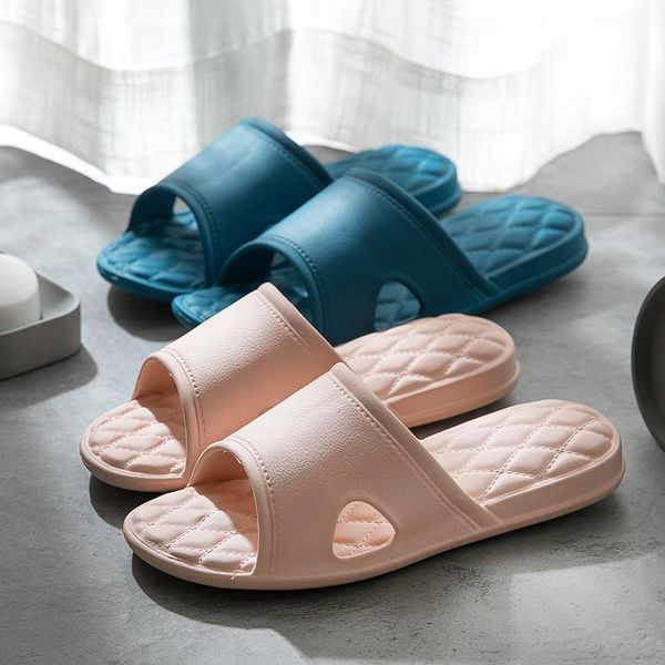 

summer slippers women thick bathroom eva non-slip indoor soft solid color men house flip flops flat shoes, Black