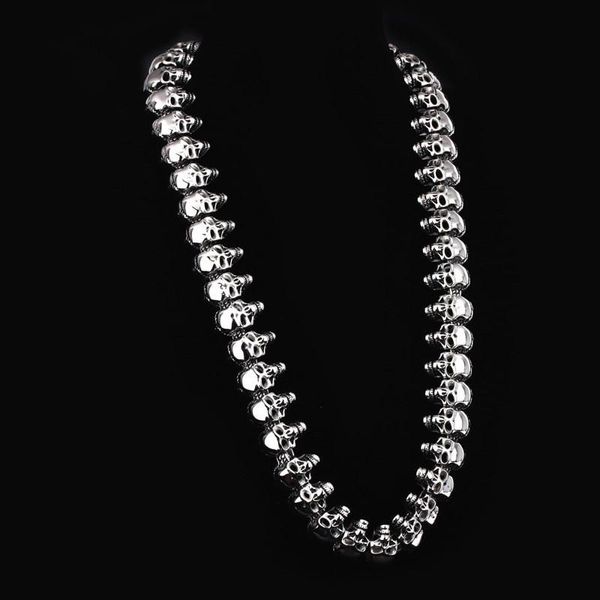 

pendant necklaces high quatity fashion arrogance men skeleton chain necklace retro color stainless steel many skull jewelry, Silver